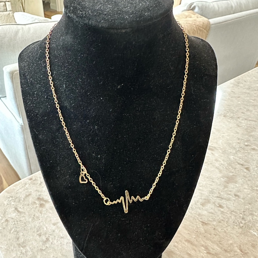 Nurse EKG Gold Heartbeat Necklace ICU RN